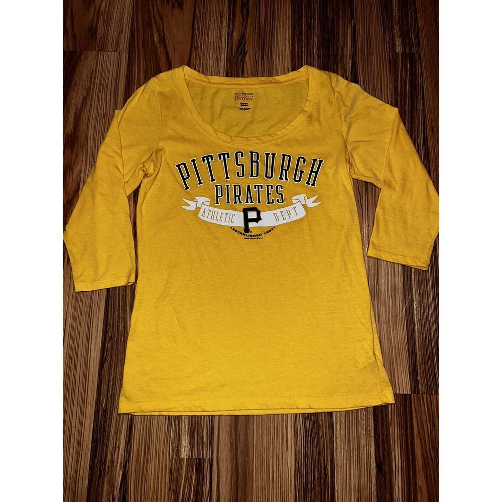 Pittsburgh Pirates MLB Women's 3/4 Sleeve Ringer T-Shirt Tee Sz L Large